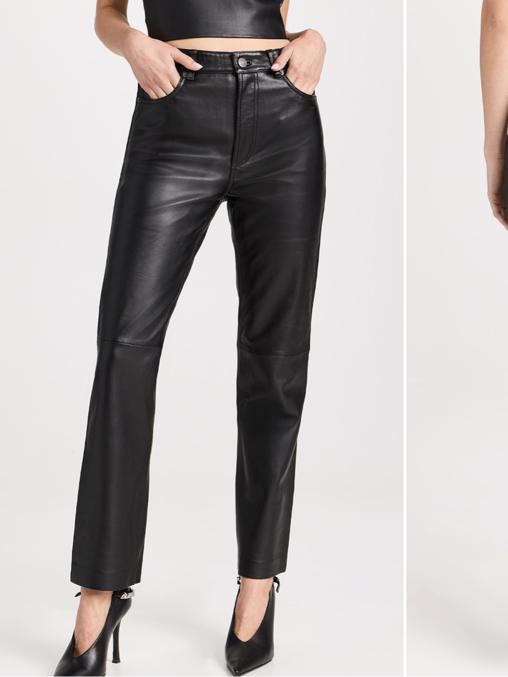 Reformation Veda Black Lamb Leather Pants Straight Leg Size 10